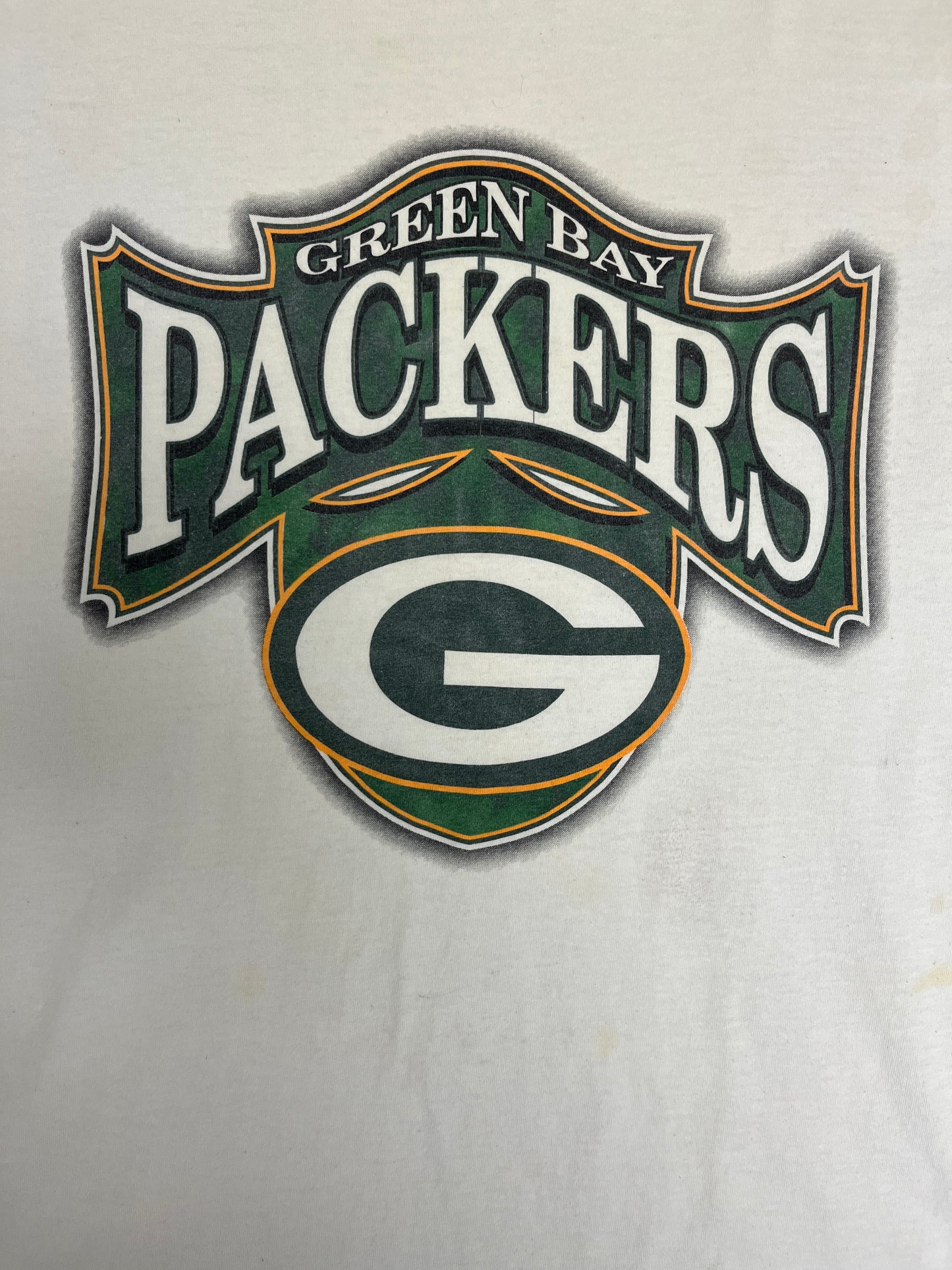 Green Bay Packers Graphic Tee | Size X-Large | Vintage 1990s NFL Football White T-Shirt |