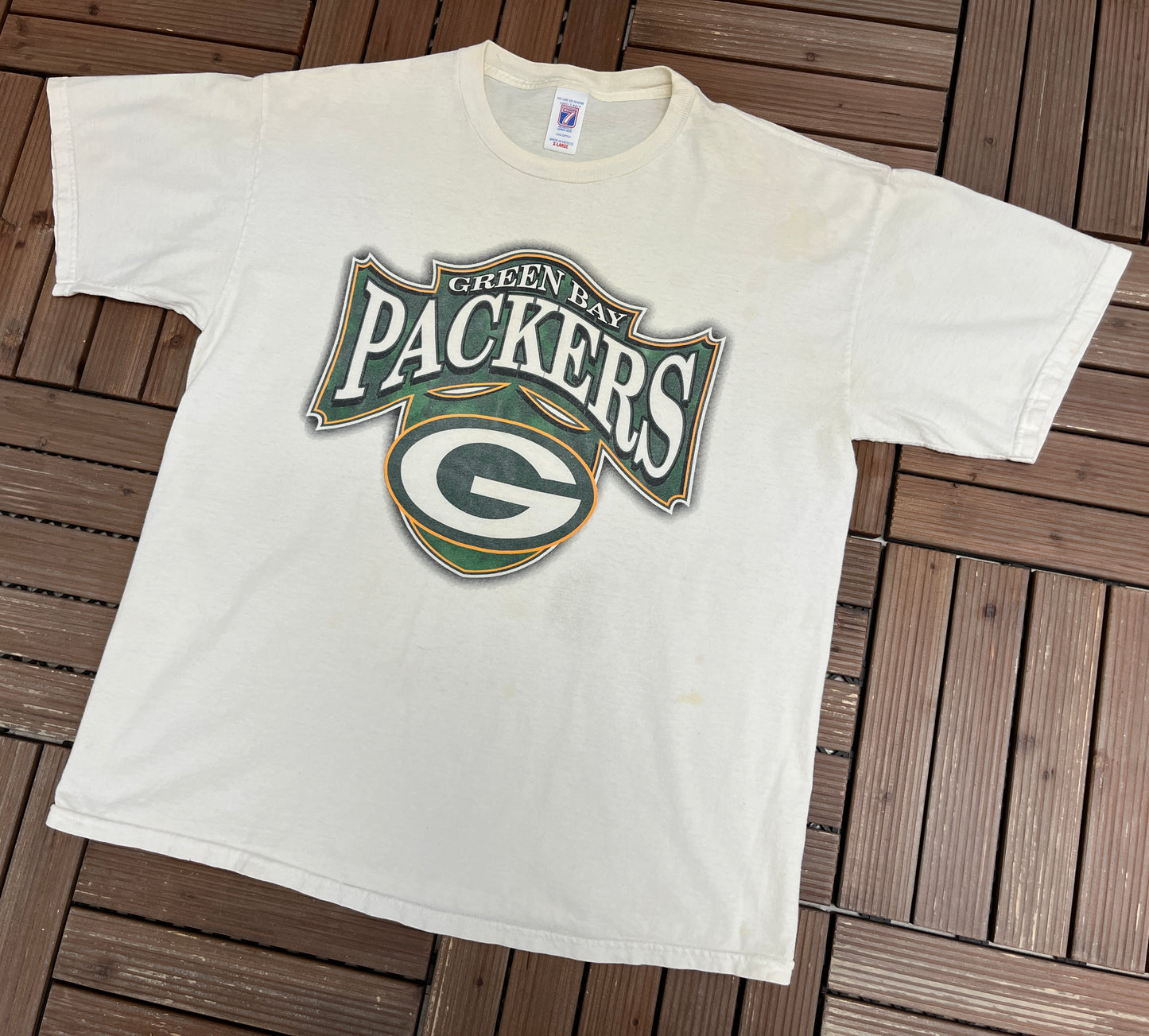 Green Bay Packers Graphic Tee | Size X-Large | Vintage 1990s NFL Football White T-Shirt |