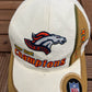 Denver Broncos Back To Back Super Bowl Champions Graphic Hat | Strap Back | Vintage 1990s NFL Football White Cap |