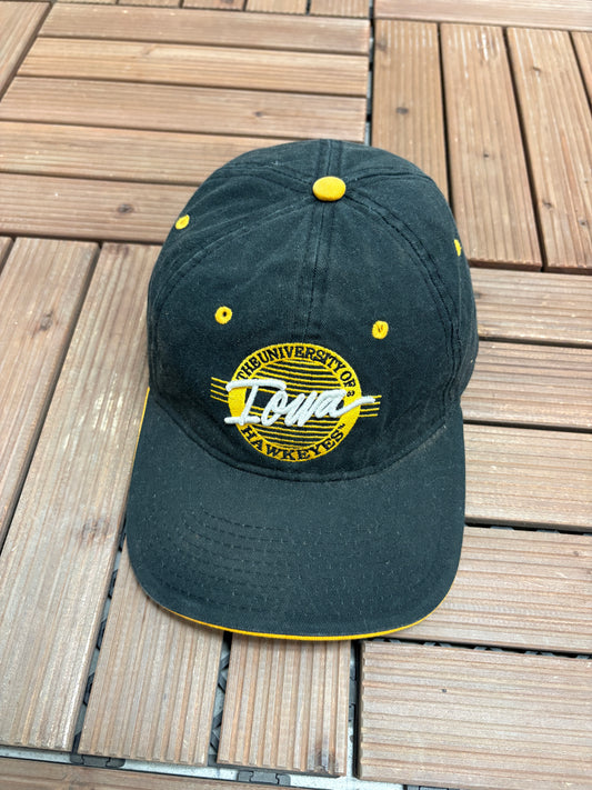 University of Iowa Hawkeyes Graphic Hat | Metal Clasp | Vintage 2000s College Sports Black Cap |