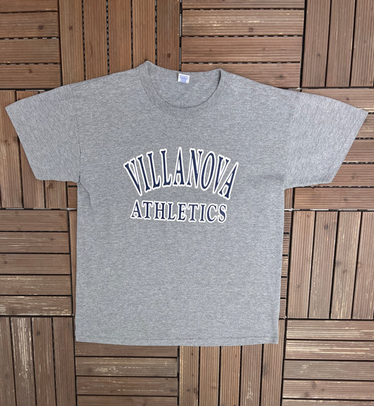 Villanova Wildcats Athletics Graphic Tee | Size Large | Vintage 1990s College Sports Grey T-Shirt |