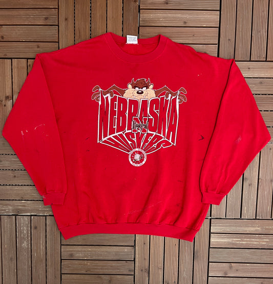 Nebraska Cornhuskers Taz Graphic Crewneck | Size XX-Large | Vintage 1990s College Sports Red Sweater |