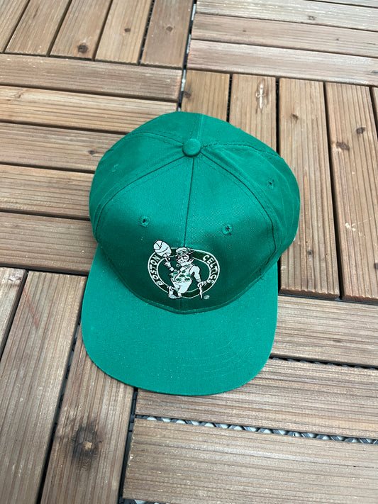 Boston Celtics Graphic Hat | Snap Back | Vintage 1990s NBA Basketball Green Cap |