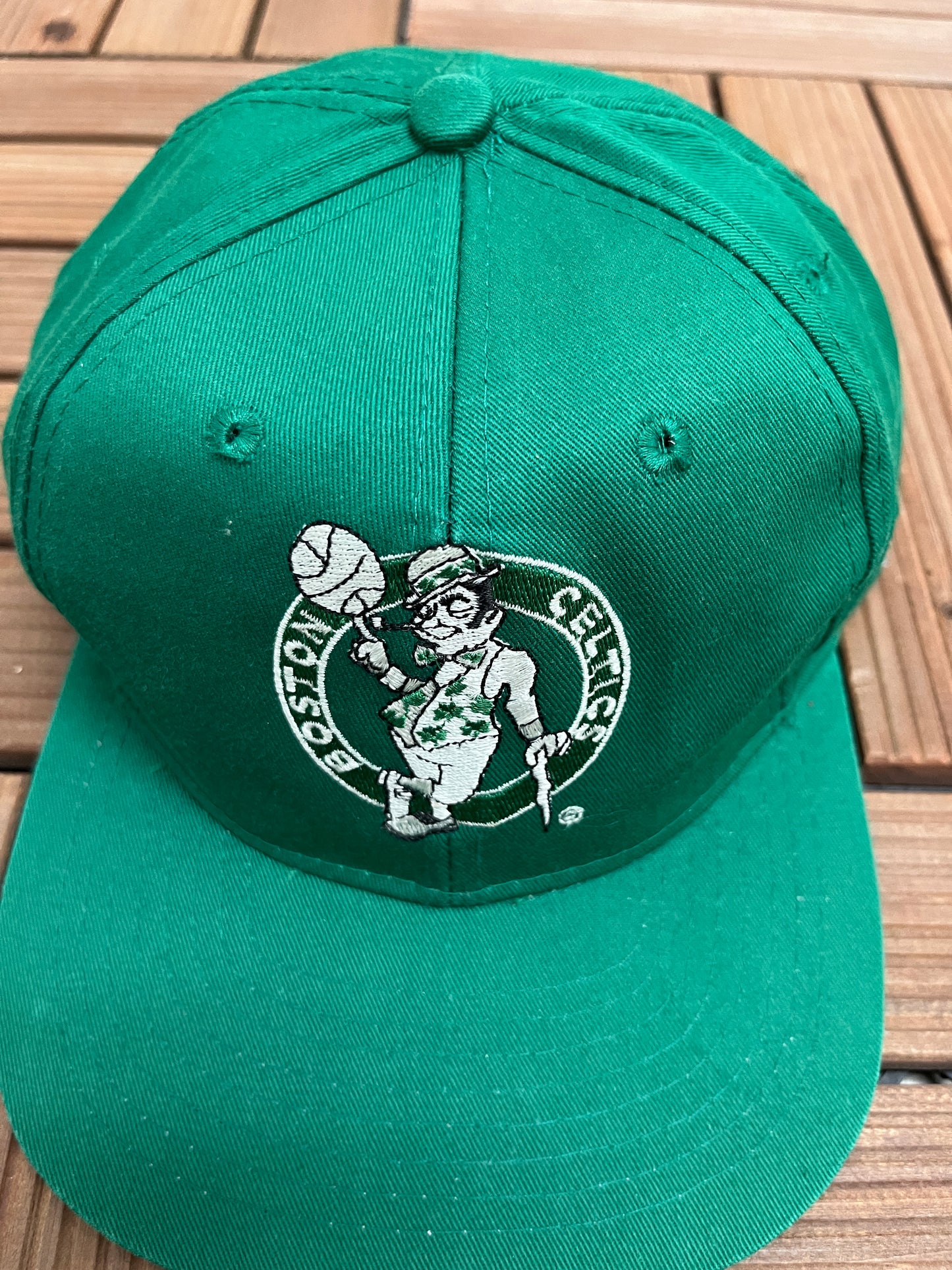 Boston Celtics Graphic Hat | Snap Back | Vintage 1990s NBA Basketball Green Cap |