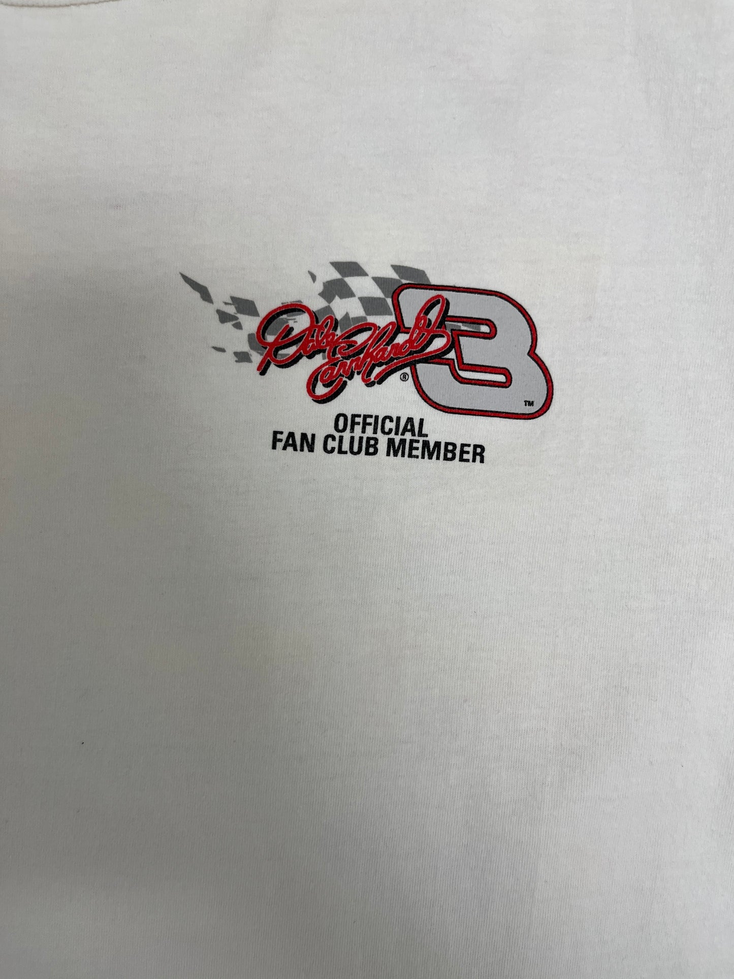 Dale Earnhardt Official Fan Club Member Graphic Tee | Size Large | Vintage 1990s NASCAR Racing White T-Shirt |