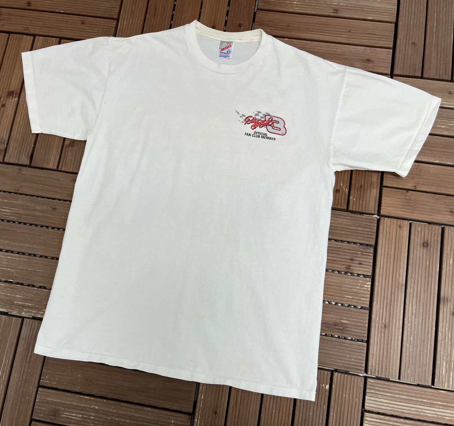 Dale Earnhardt Official Fan Club Member Graphic Tee | Size Large | Vintage 1990s NASCAR Racing White T-Shirt |