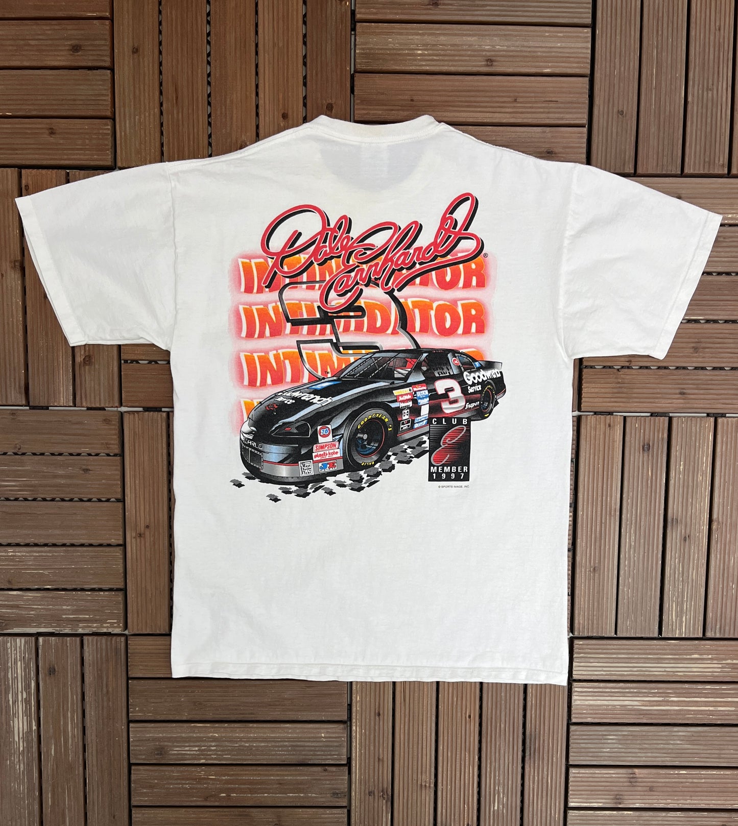 Dale Earnhardt Official Fan Club Member Graphic Tee | Size Large | Vintage 1990s NASCAR Racing White T-Shirt |