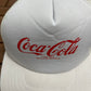 Coca-Cola Graphic Hat | Snap Back | Vintage 1990s Trucker Promotional White Cap |