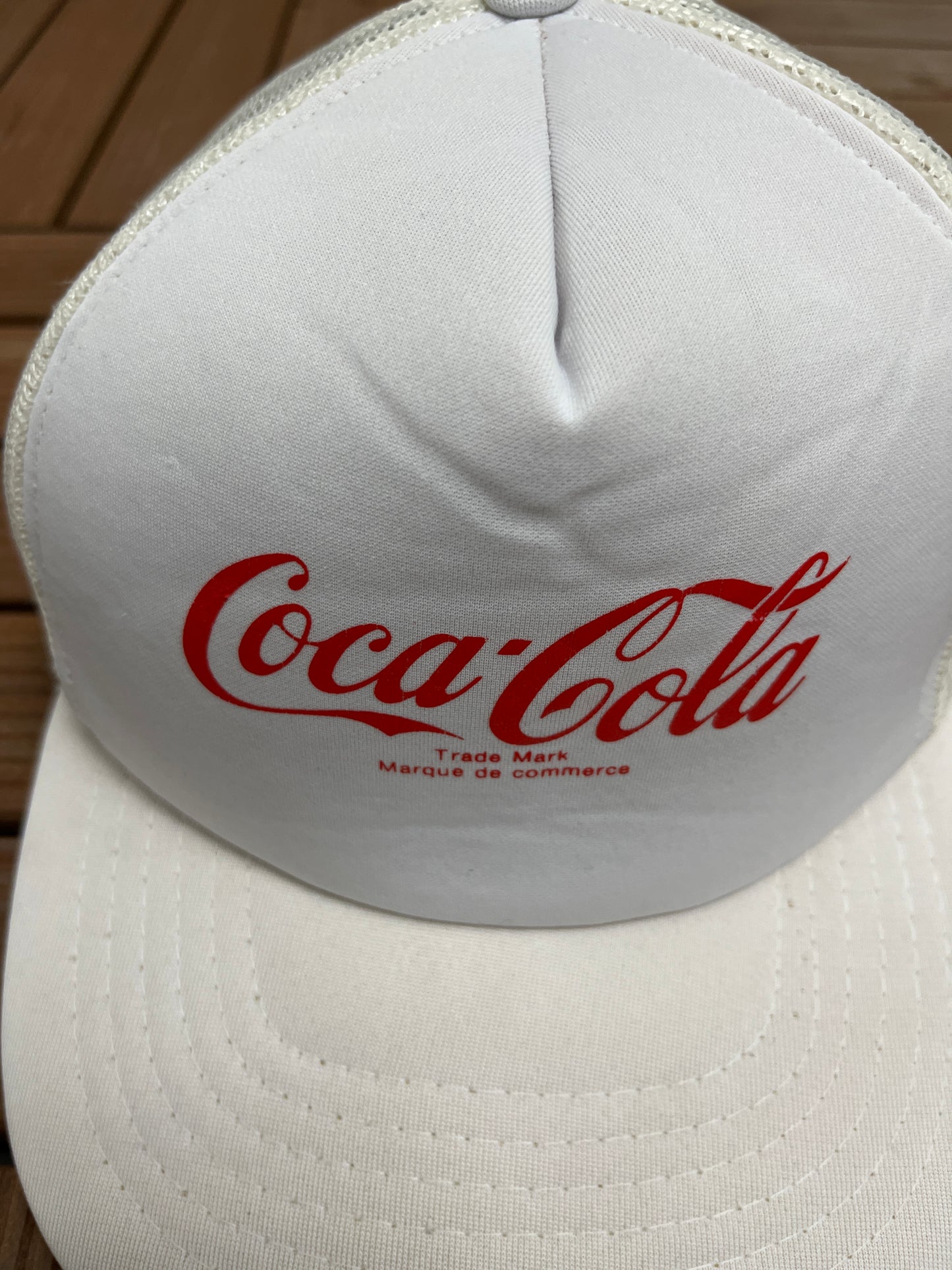 Coca-Cola Graphic Hat | Snap Back | Vintage 1990s Trucker Promotional White Cap |