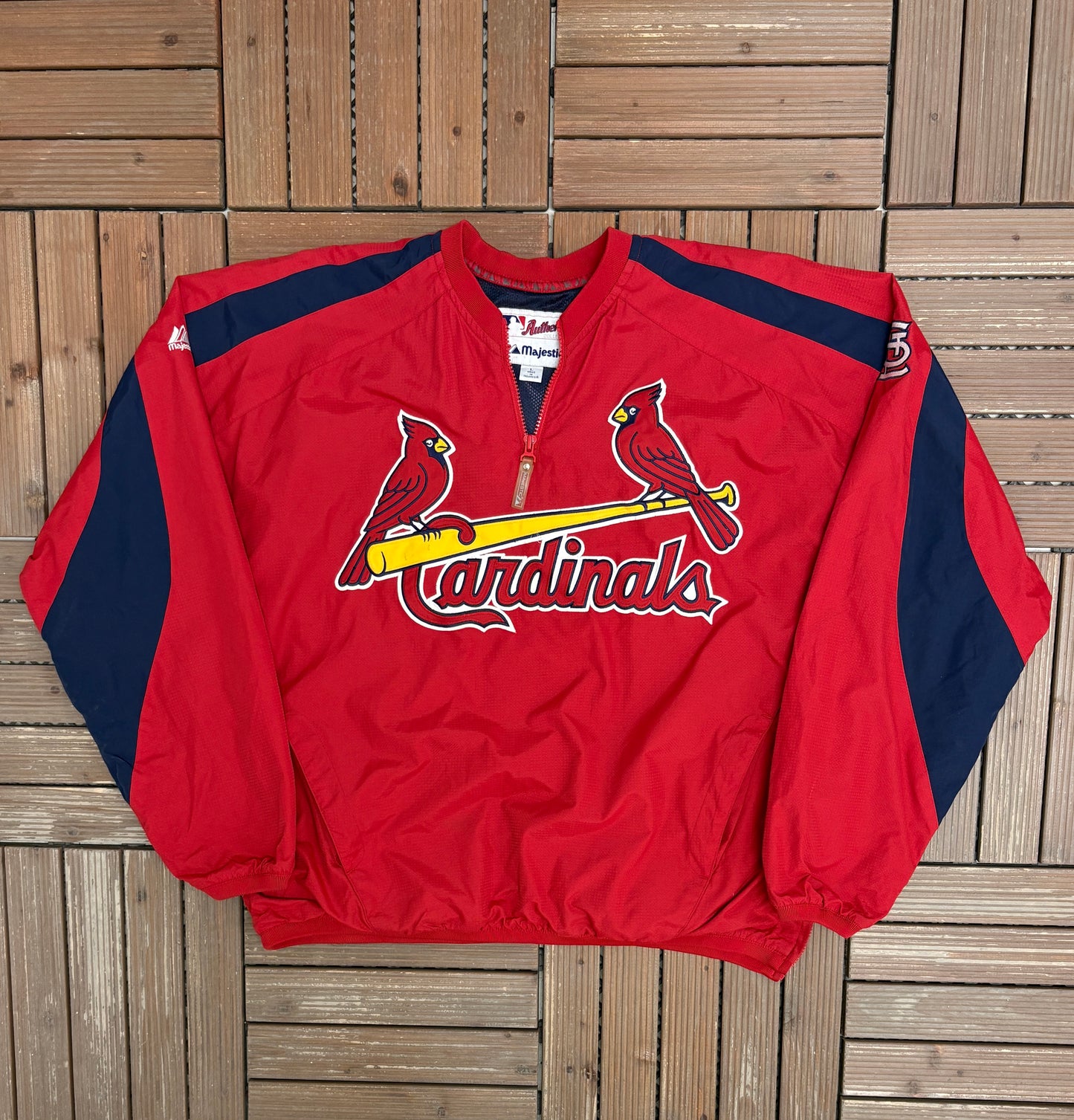 St. Louis Cardinals Stitched Windbreaker | Size Large | Vintage 1990s MLB Baseball Red Jacket |