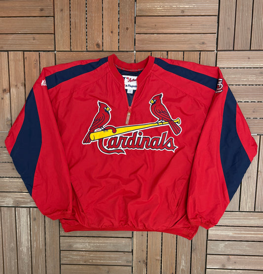 St. Louis Cardinals Stitched Windbreaker | Size Large | Vintage 1990s MLB Baseball Red Jacket |