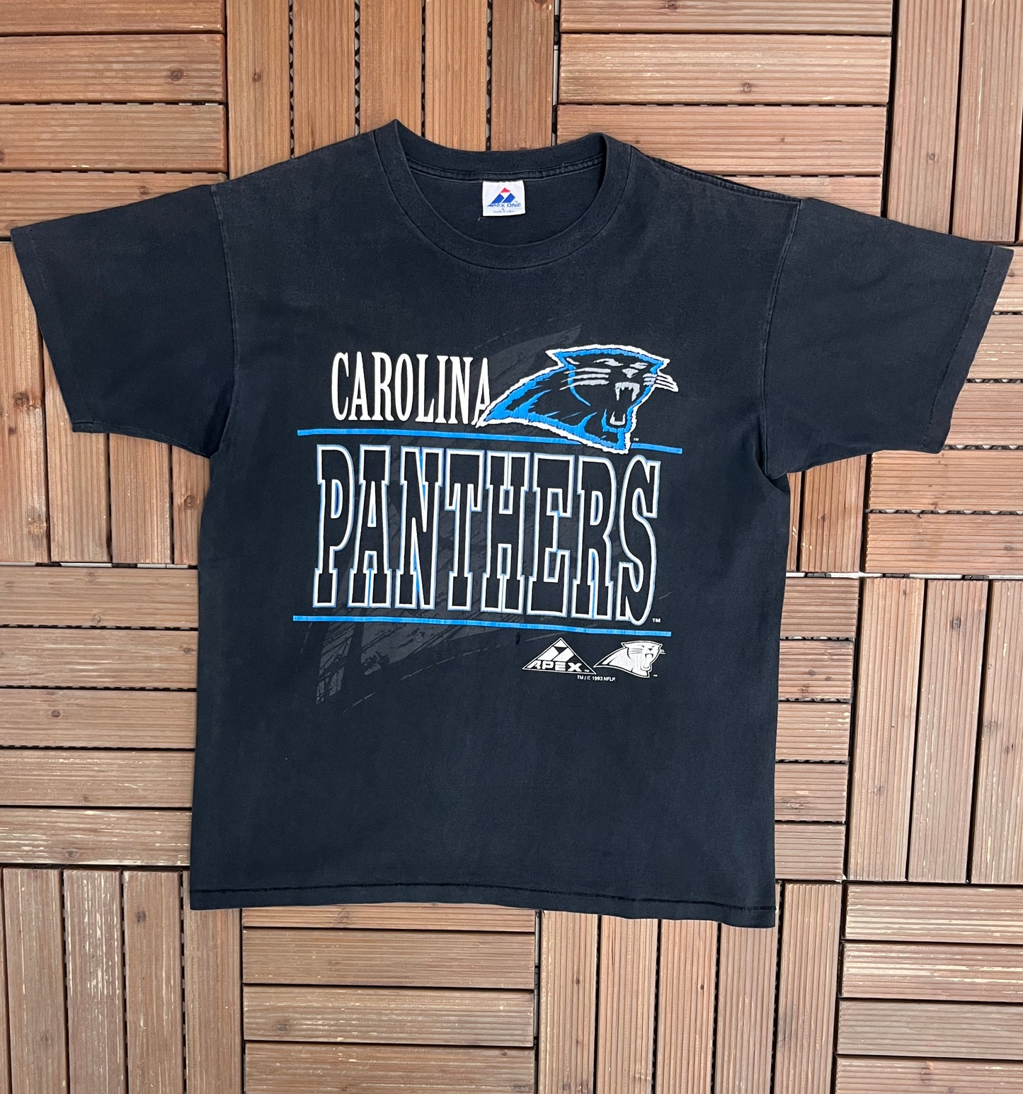 Carolina Panthers Graphic Tee | Size Large | Vintage 1990s NFL Football Black T-Shirt | Made in USA |