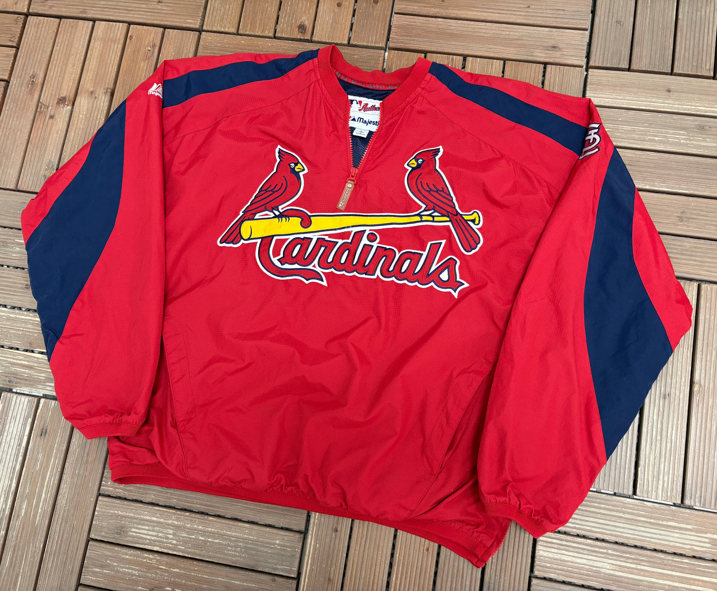 St. Louis Cardinals Stitched Windbreaker | Size Large | Vintage 1990s MLB Baseball Red Jacket |
