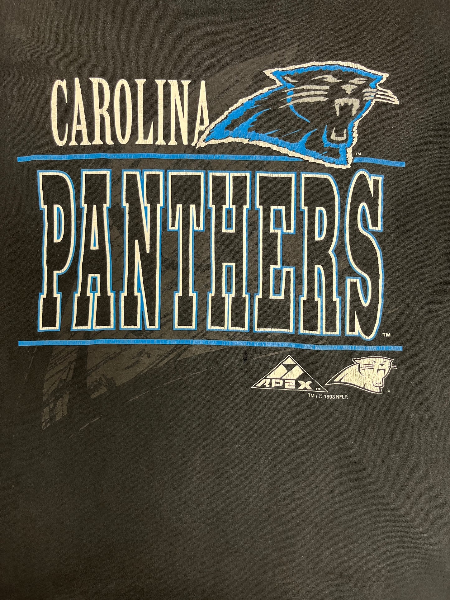 Carolina Panthers Graphic Tee | Size Large | Vintage 1990s NFL Football Black T-Shirt | Made in USA |