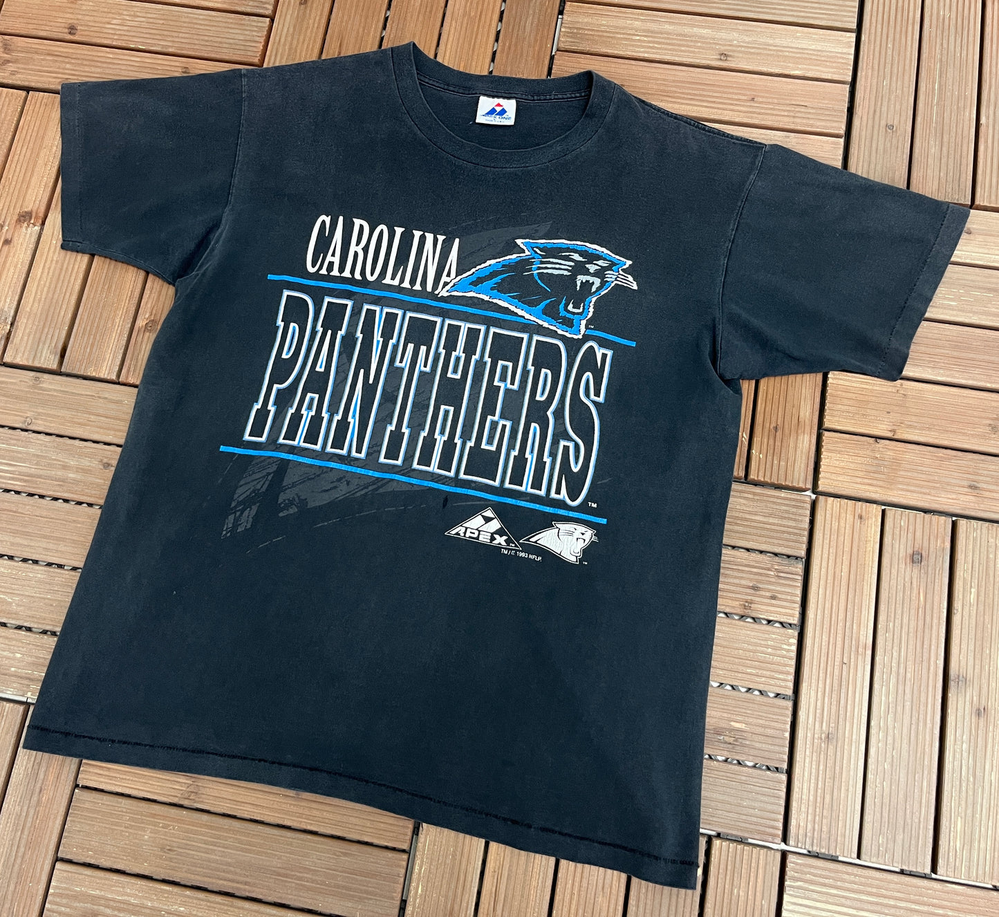 Carolina Panthers Graphic Tee | Size Large | Vintage 1990s NFL Football Black T-Shirt | Made in USA |