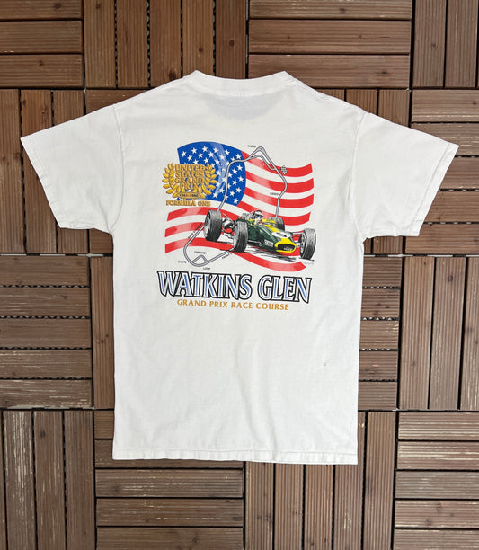 Watkins Glen Grand Prix Race Course Graphic Tee | Size Medium | Vintage 2000s Racing Promotional White T-Shirt |