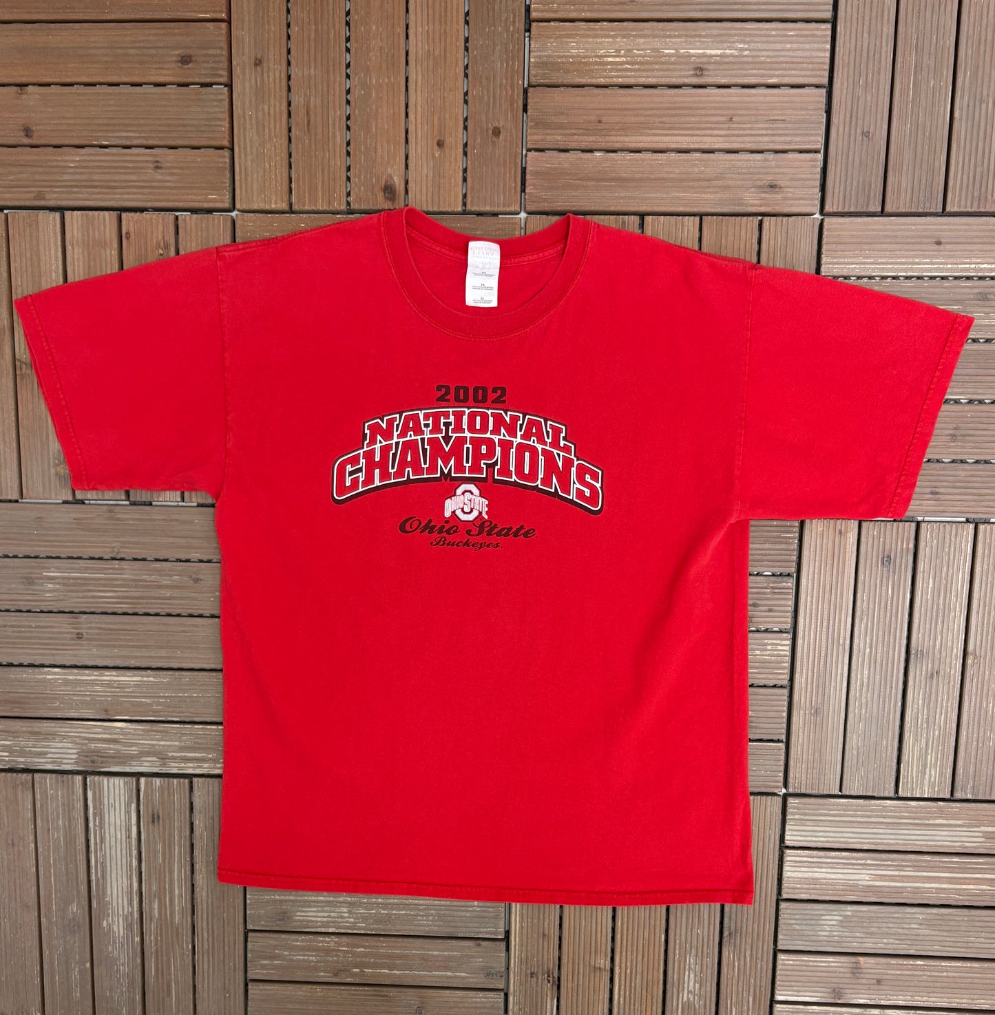Ohio State Buckeyes 2002 National Champions Graphic Tee | Size X-Large | Vintage 2000s Red College Football T-Shirt |