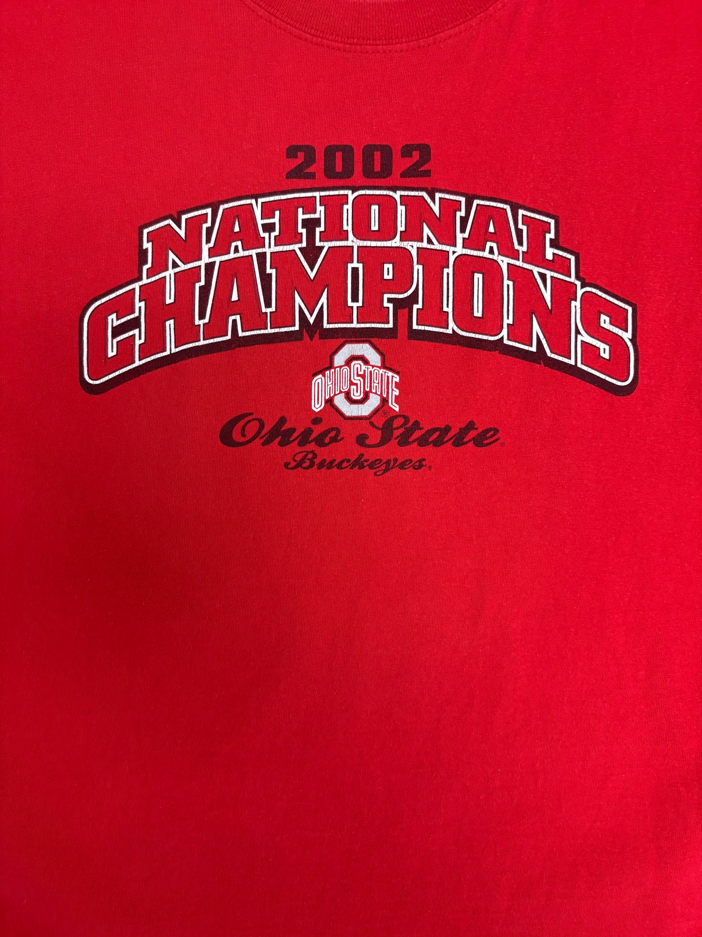 Ohio State Buckeyes 2002 National Champions Graphic Tee | Size X-Large | Vintage 2000s Red College Football T-Shirt |