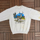 Deer Nature Sauvage Graphic Crewneck | Size Large | Vintage 1990s Animal Grey Sweater |