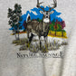 Deer Nature Sauvage Graphic Crewneck | Size Large | Vintage 1990s Animal Grey Sweater |