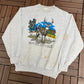 Deer Nature Sauvage Graphic Crewneck | Size Large | Vintage 1990s Animal Grey Sweater |