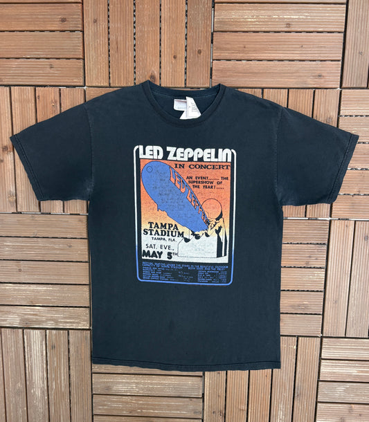 Led Zeppelin In Concert Graphic Tee | Size Medium | Vintage 2000s Rock Band Black T-Shirt |