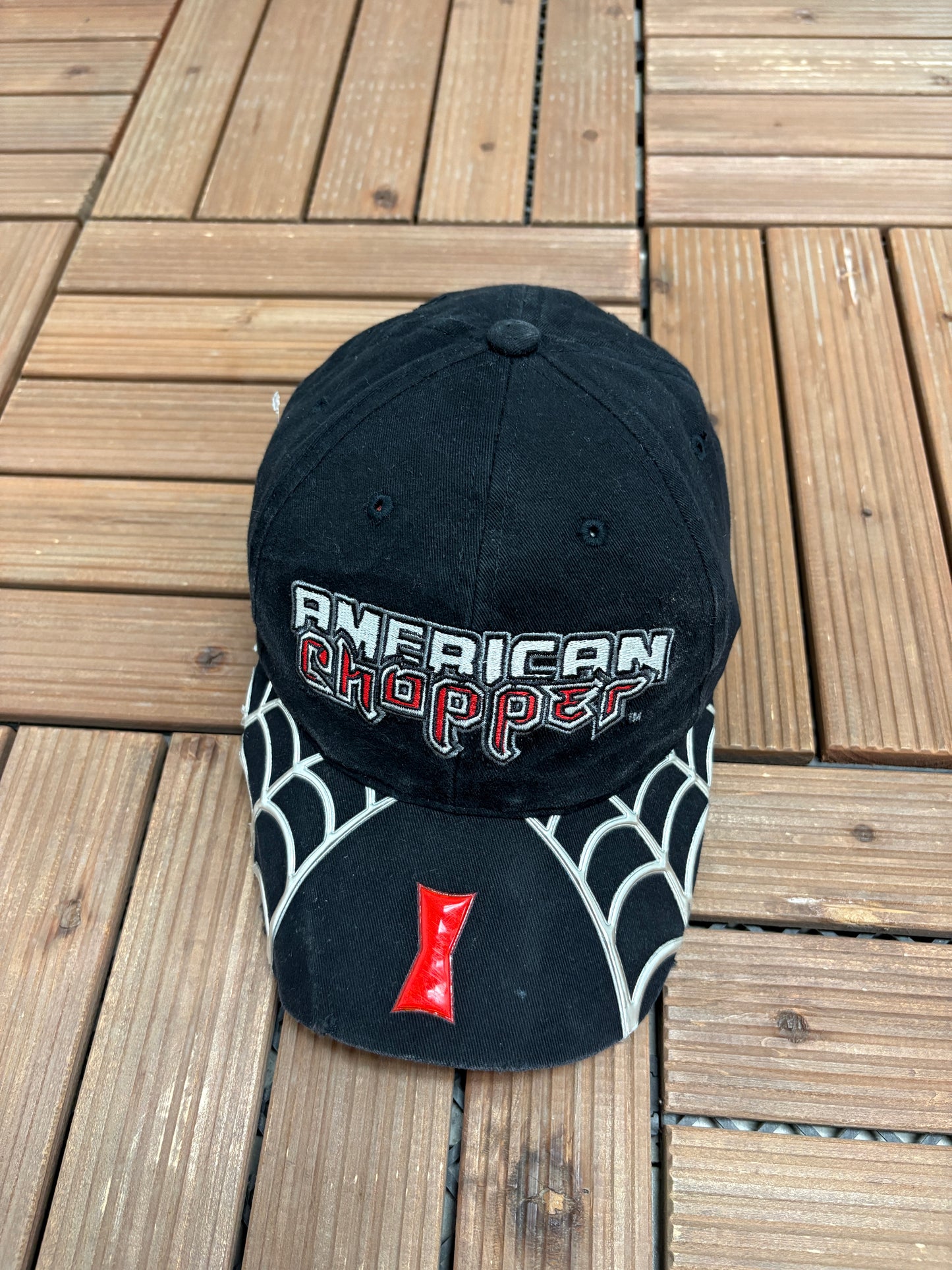 American Chopper Motorcycle Embroidered Hat | Strap Back | Vintage 2000s Bikers Black Hat |