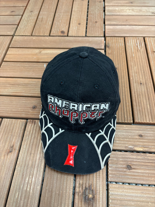American Chopper Motorcycle Embroidered Hat | Strap Back | Vintage 2000s Bikers Black Hat |