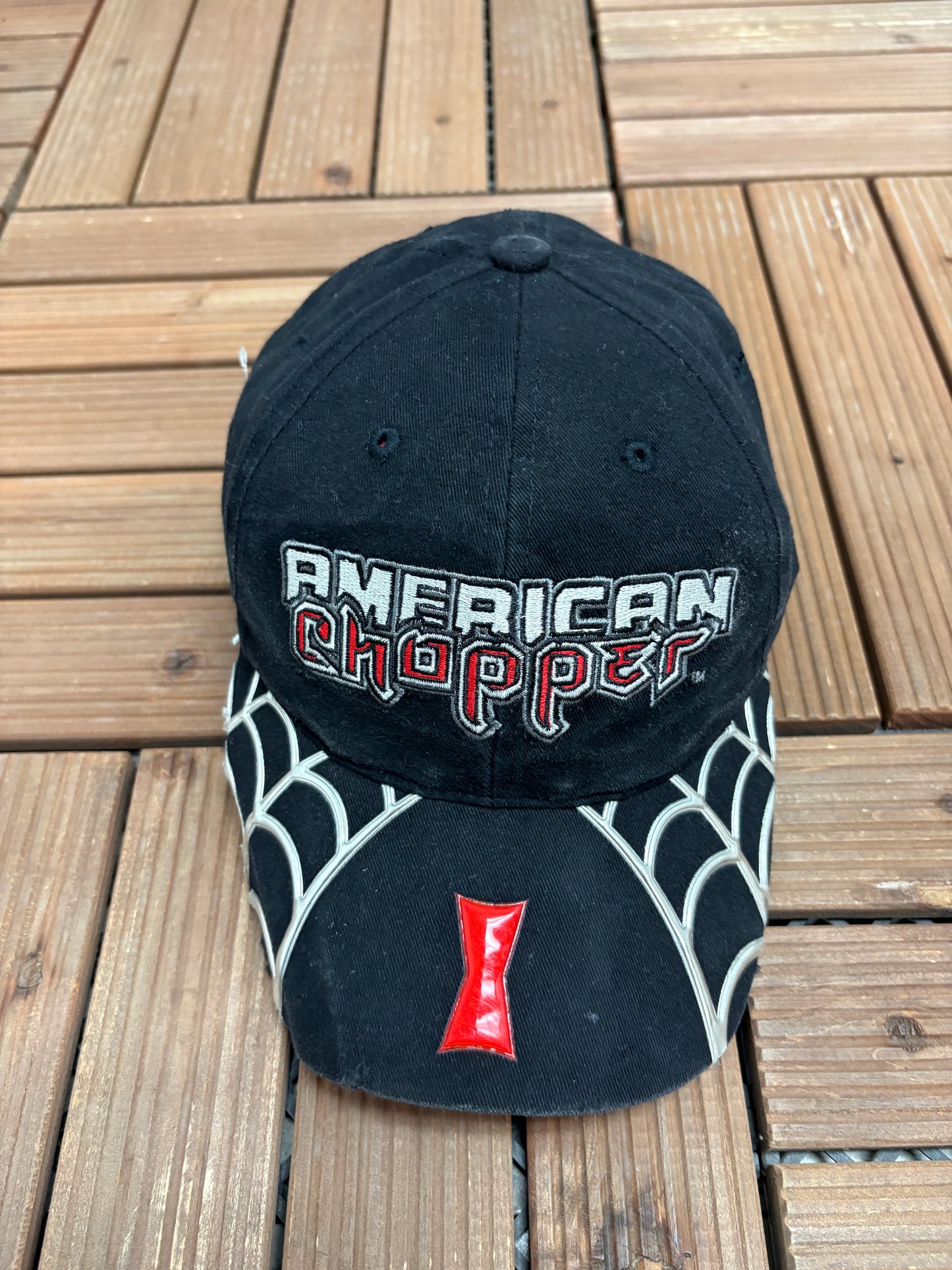 American Chopper Motorcycle Embroidered Hat | Strap Back | Vintage 2000s Bikers Black Hat |