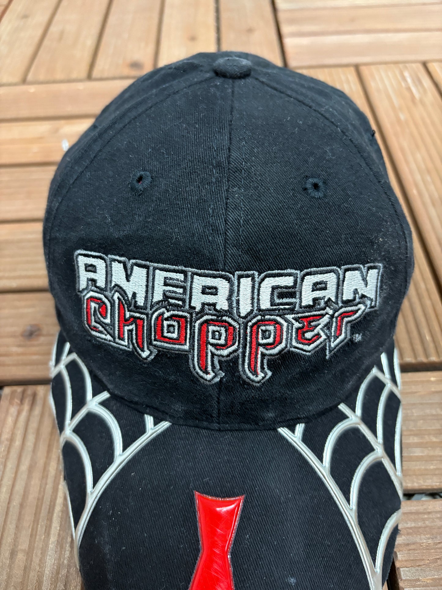 American Chopper Motorcycle Embroidered Hat | Strap Back | Vintage 2000s Bikers Black Hat |