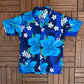 Barefoot In Paradise Hawaiian Shirt | Size Medium | Vintage 1990s Blue Made in USA Shirt |