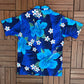 Barefoot In Paradise Hawaiian Shirt | Size Medium | Vintage 1990s Blue Made in USA Shirt |