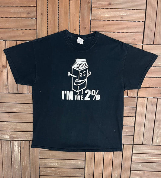 I'm The 2% Graphic Tee | Size X-Large | Vintage 2000s Promotional Black T-Shirt |