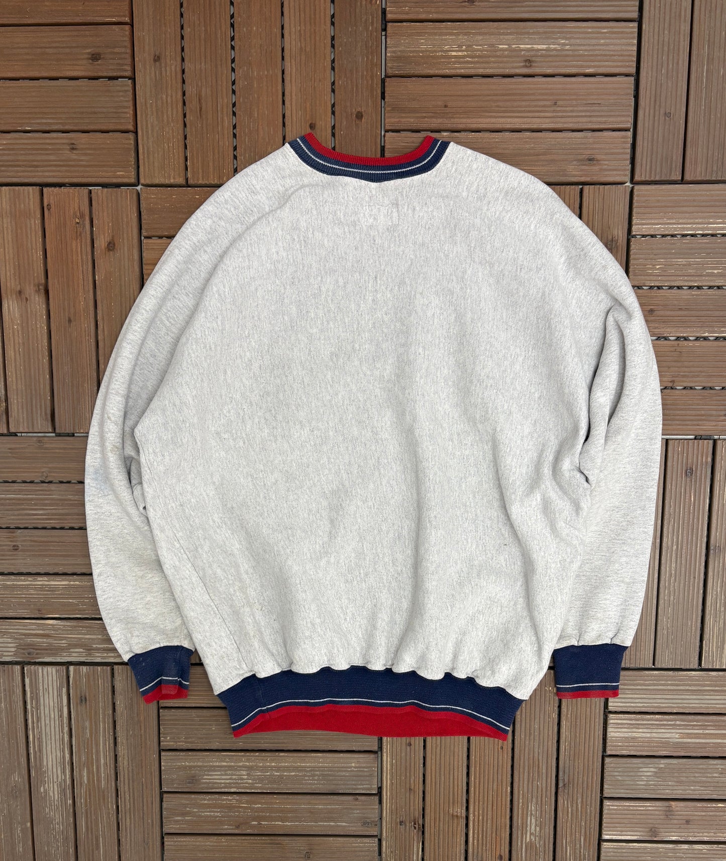 Cleveland Indians Wingspan Graphic Crewneck | Size X-Large | Vintage 1990s MLB Baseball Grey Sweater |