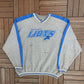 Detroit Lions Stitched Graphic Crewneck | Size XX-Large | Vintage 2000s NFL Football Grey Sweater |
