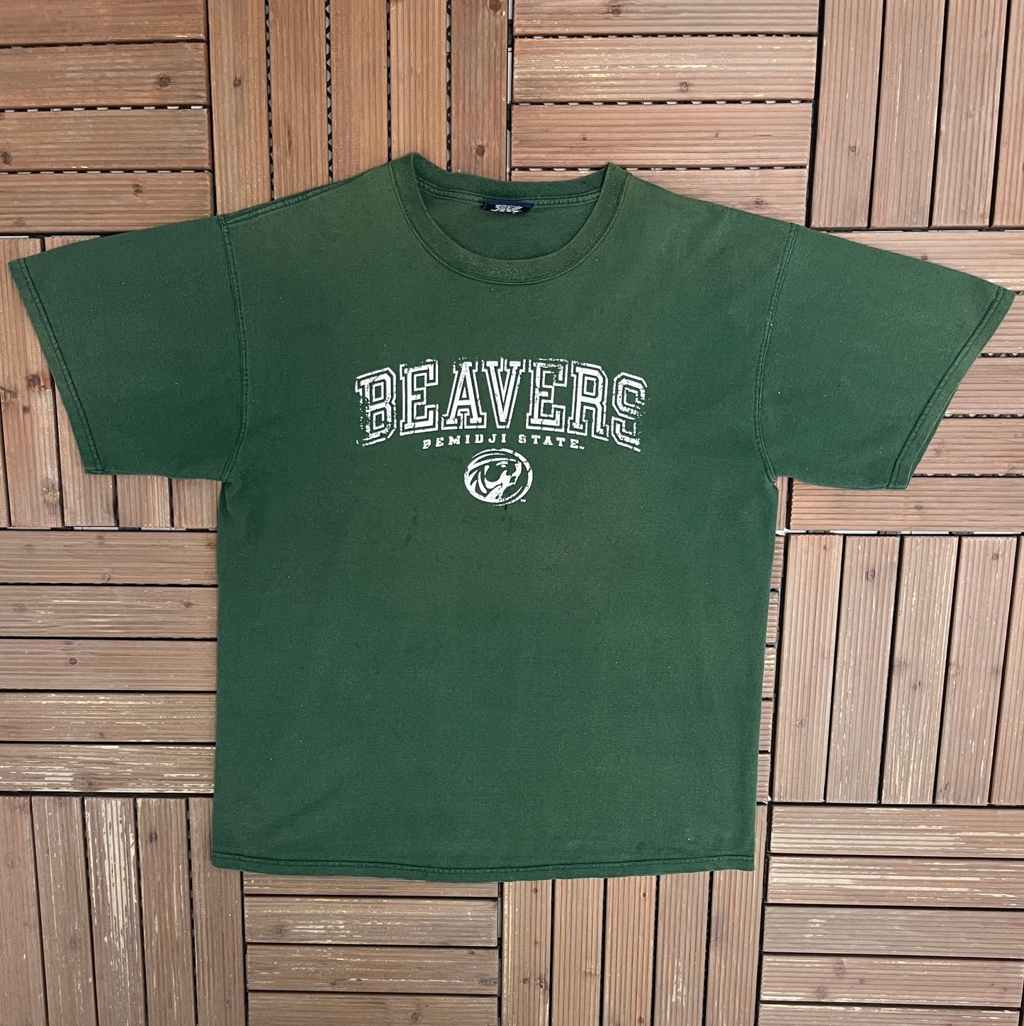 Bemidji State Beavers Graphic Tee | Size X-Large | Vintage 2000s Green College T-Shirt |