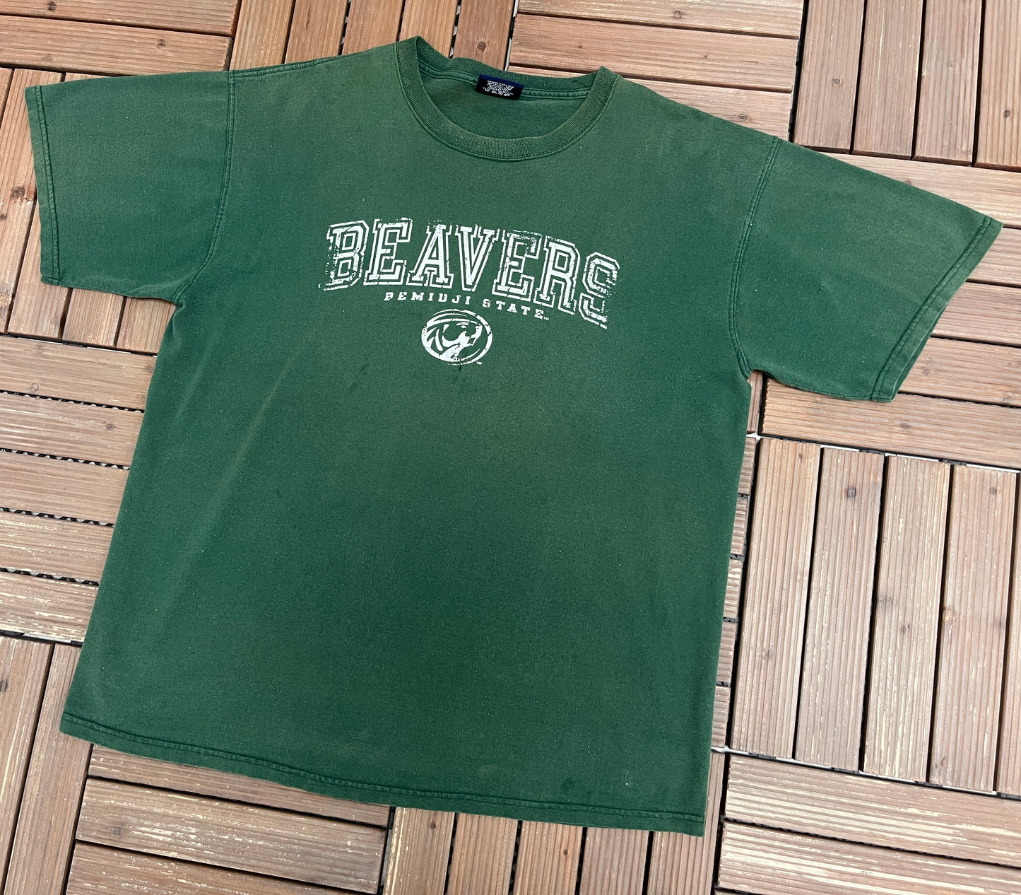 Bemidji State Beavers Graphic Tee | Size X-Large | Vintage 2000s Green College T-Shirt |