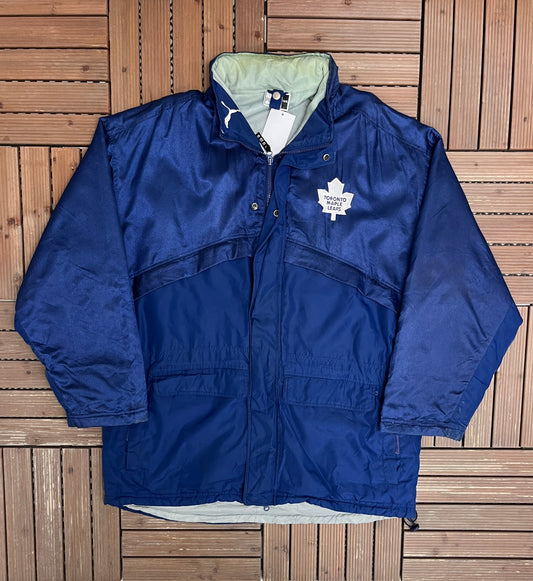 Toronto Maple Leafs Graphic Jacket | Size X-Large | Vintage 1990s NHL Hockey Blue Jacket |