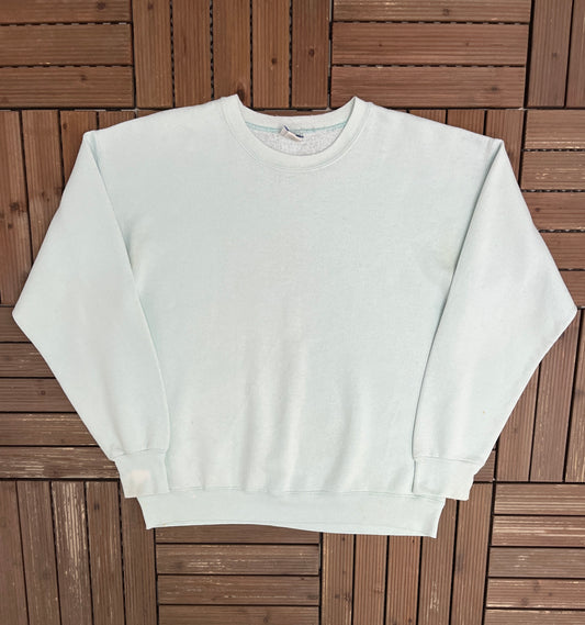 Lee Heavyweight Blank Blue Crewneck | Size X-Large | Vintage 1990s Branded Blank Sweater |