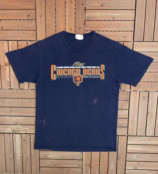 Chicago Bears 1996 Schedule Graphic Tee | Size Large | Vintage 1990s NFL Football Blue T-Shirt |