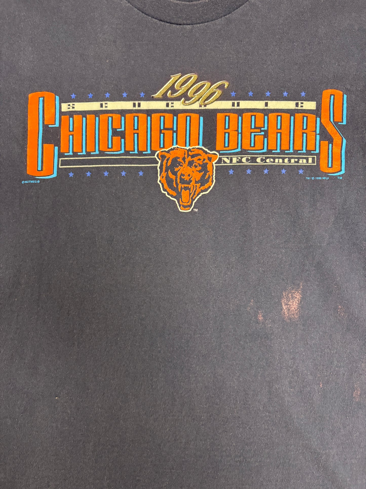 Chicago Bears 1996 Schedule Graphic Tee | Size Large | Vintage 1990s NFL Football Blue T-Shirt |