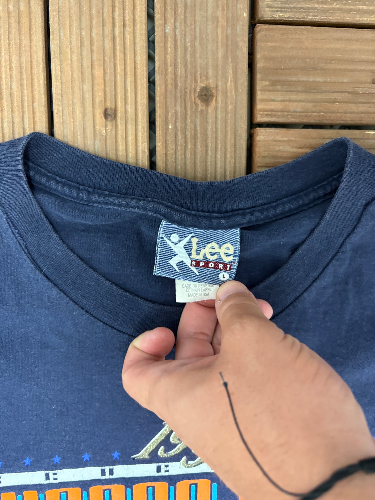 Chicago Bears 1996 Schedule Graphic Tee | Size Large | Vintage 1990s NFL Football Blue T-Shirt |