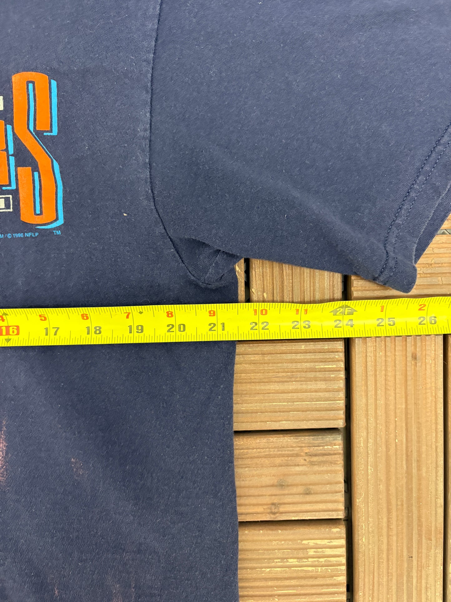 Chicago Bears 1996 Schedule Graphic Tee | Size Large | Vintage 1990s NFL Football Blue T-Shirt |