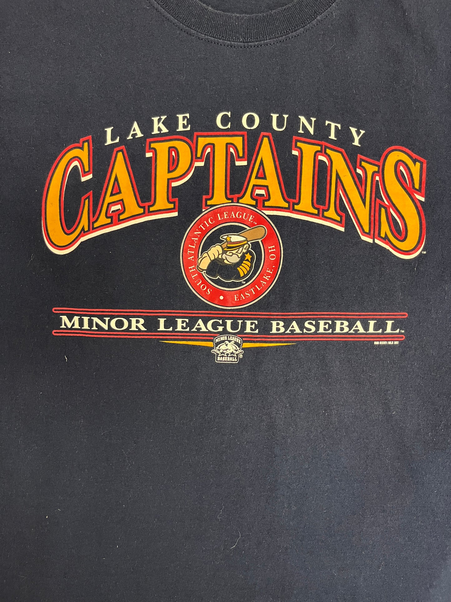 Lake County Captains Graphic Tee | Size X-Large | Vintage 2000s MiLB Baseball Blue T-Shirt |