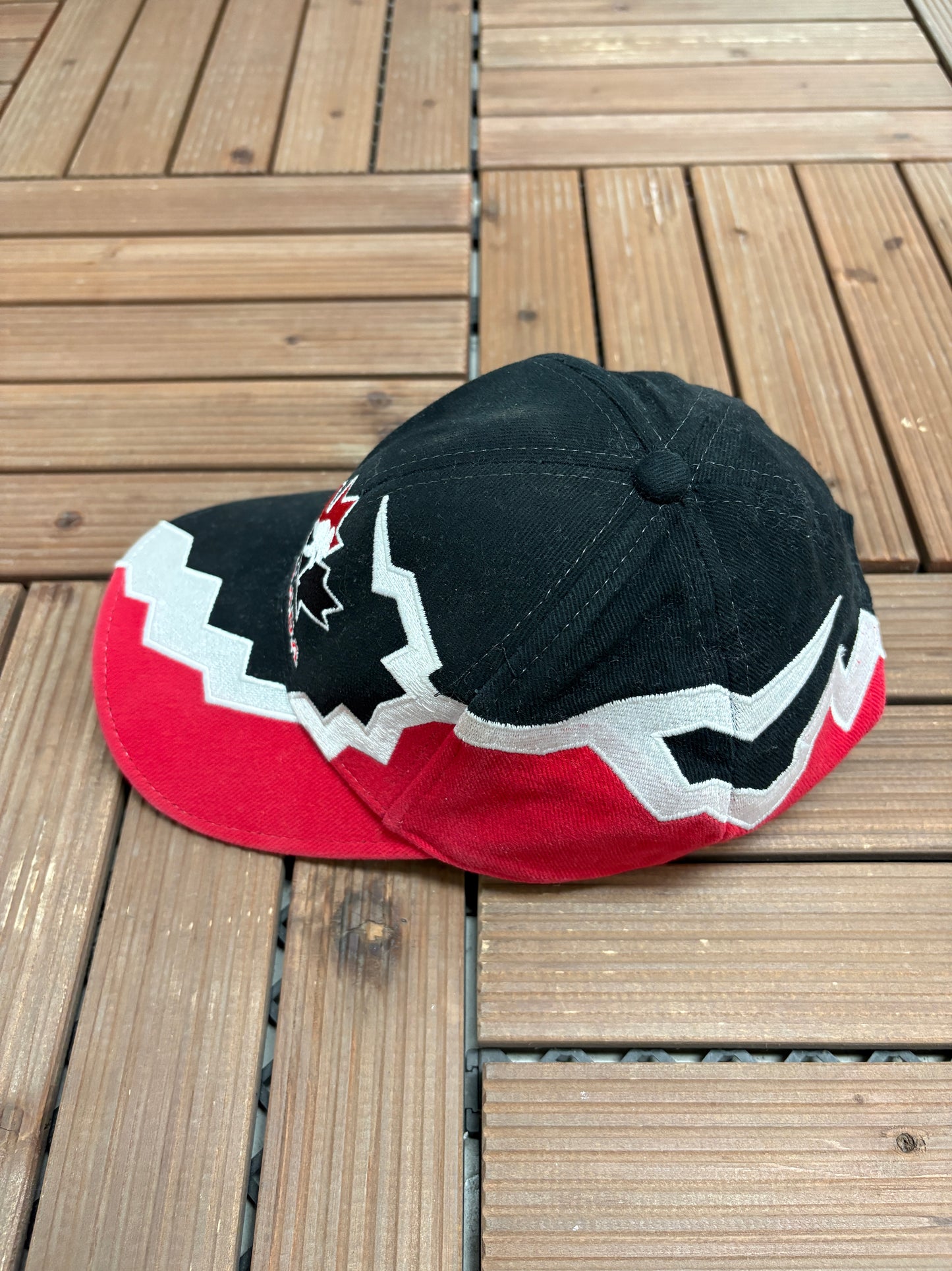 Team Canada Hockey Graphic Hat | Strap Back | Vintage 2000s Hockey Black Cap |
