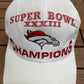 Denver Broncos Super Bowl XXXIII Champions Graphic Hat | Snap Back | Vintage 1990s NFL Football White Cap |