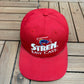 Stren Easy Cast Embroidered Graphic Hat | Adjustable With Snap Back | Vintage 1990s Promotional Fishing Red Cap |