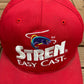 Stren Easy Cast Embroidered Graphic Hat | Adjustable With Snap Back | Vintage 1990s Promotional Fishing Red Cap |