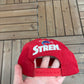 Stren Easy Cast Embroidered Graphic Hat | Adjustable With Snap Back | Vintage 1990s Promotional Fishing Red Cap |