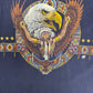 Native & Bald Eagle Graphic Tee | Size Large | Vintage 1990s Scenic Blue T-Shirt |